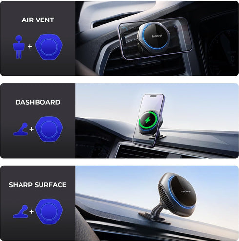 for MagSafe Car Mount Charger, 15W Zinc Alloy Fast Charging Magnetic Wireless Car Charger Phone Holders for Your Car Fits for iPhone 15 Pro Max Pl...
