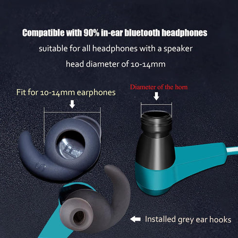 3 Pairs Silicone Hooks Eartip Eartips Earbuds Eargels Compatible with Synchros Reflect BT Sports Wireless Bluetooth Earphones (Grey)...