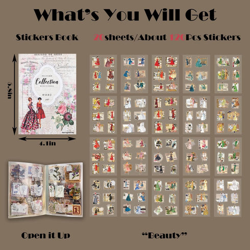 Junk Journal Stickers for Scrapbooking, 120Pcs Retro Flower Butterfly Nature Poem Stamp Letter Decorative Stickers for Scrapbook, DIY Crafts Album...