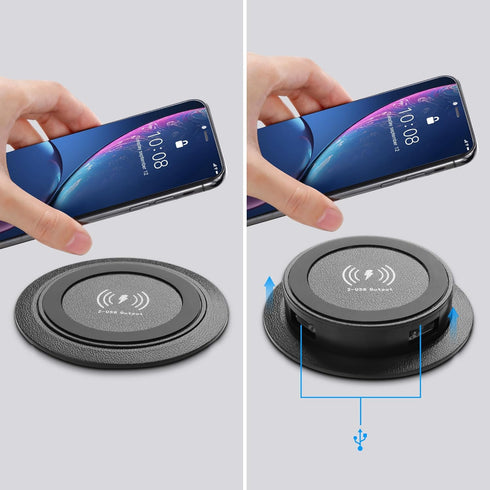 XMSJSIY Desktop Embedded Wireless Charger 3-in-1 Multifunctional Pop-Up 10W Fast Charging Wireless Charger USB Desktop Charger Dual USB Charging f...