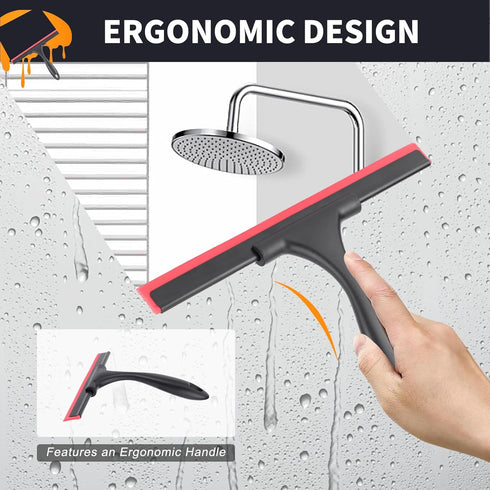 SetSail Shower Squeegee for Glass Doors Stainless Steel Squeegee for Shower Glass Door All-Purpose Window Squeegee for Tile Shower Walls, Sink, Mi...