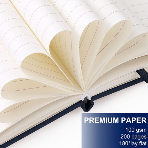 A5 Leather Journal Notebook with Pen, 200 Pages Hardcover Journal with Pocket, 100gsm Thick Lined Paper Daily Diary for Men and Women, Great Gift ...
