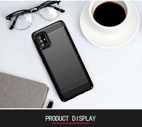 MAIKEZI Soft TPU Slim Fashion Anti-Fingerprint Non-Slip Protective Phone Case Cover for Samsung Galaxy A51 4G (Black Brushed TPU)...