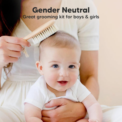 Baby Hair Brush - Baby Brush with Soft Goat Bristles, Cradle Cap Brush, Perfect Scalp Grooming Product for Infant, Toddler, Kids, Newborns, Baby G...