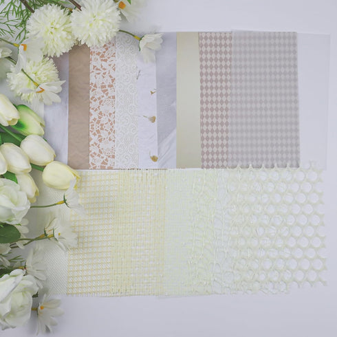 30Pcs Assorted Scrapbook Paper Supplies, Mixed Decorative Paper and Mesh Fabric Craft Accesorries, Textured Paper for Scrapbooking Junk Journal Jo...