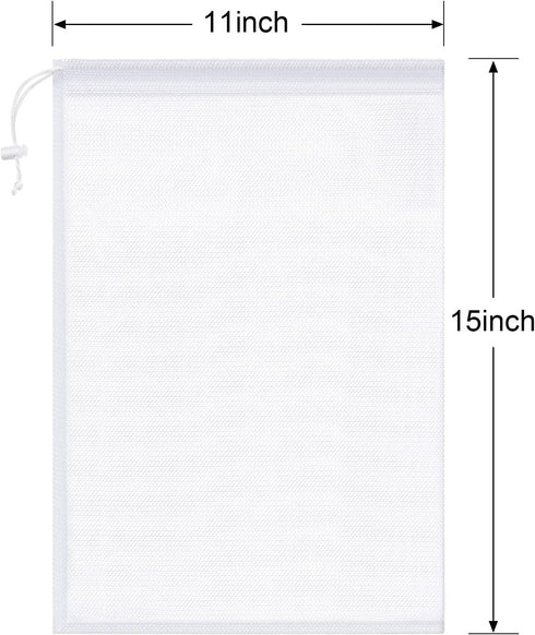 Frienda 6 Pieces Mesh Stuff Sack, 11 x 15 Inch Durable Nylon Drawstring Laundry Bag for Rinsing Beach Toys, Seashell Collecting, Mesh Bags and Tra...
