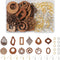 FASHEWELRY 24Pcs Natural Filigree Wood Earring Charms Blank Flat Round Teardrop Oval Walnut Wooden Pendants with 120pcs Earring Hooks Jump Rings f...