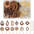FASHEWELRY 24Pcs Natural Filigree Wood Earring Charms Blank Flat Round Teardrop Oval Walnut Wooden Pendants with 120pcs Earring Hooks Jump Rings f...