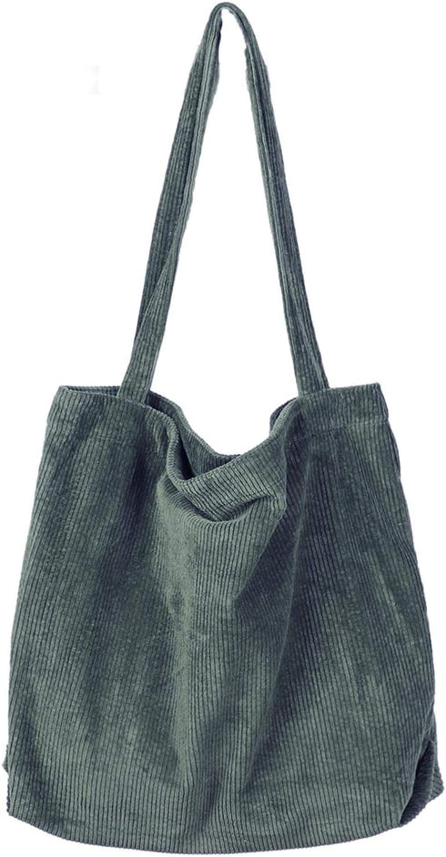 Etercycle Women Corduroy Tote Bag, Casual Handbags Big Capacity Shopping Shoulder Bag with Pocket(Dark Green)...