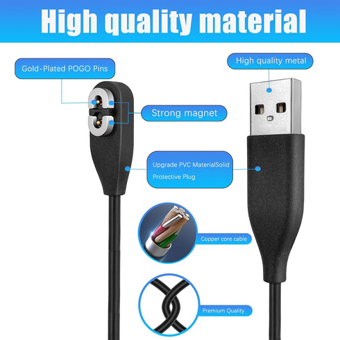 RUKUHOT 2 Pcs Replacement Charging Cable Flexible USB Cable with Magnetic Charger Connector Compatible with AfterShokz Aeropex/OpenComm & Shokz Op...