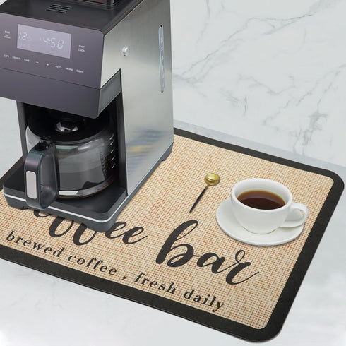Coffee Mat Coffee Bar Mat,Coffee Pad Coffee Machine Mat,Waterproof Rubber Backing Absorbent Drying Mat,Coffee Maker Mat for Counter,11.8" W x 15.7...