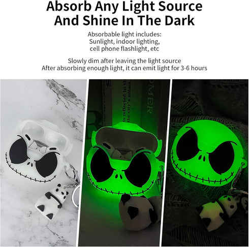 Compatible with Apple AirPods Pro 2nd/1st Generation Case Cover with Cleaner kit and Cute Keychain, Glow in The Dark Funny Anime Cool Soft Silicon...