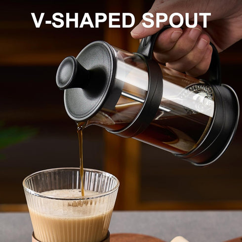French Press Coffee Maker, Coffee Press of 18/8 Stainless Steel Filter 11.8 OZ, Mini Camping French Press for Travel& Home Gift(Black)...