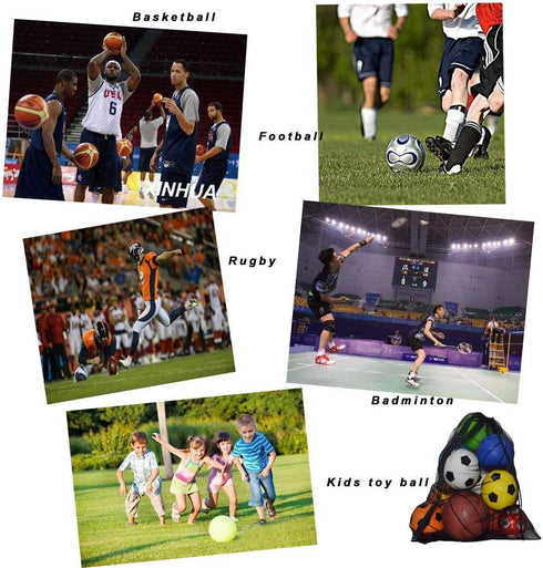 Heavy Duty Mesh Ball Bag, Drawstring Sport Equipment Storage Bag for Basketball, Soccer, Sports Beach and Swimming Gears with Adjustable Shoulder ...