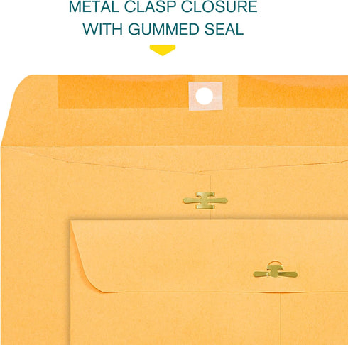 EnDoc 9 1/2 x 12 1/2 Clasp Envelopes - 10 Pack - Brown Kraft Catalog Envelopes Gummed Seal Closure – 28lb Heavyweight Paper 9.5x12.5 inch Envelope...