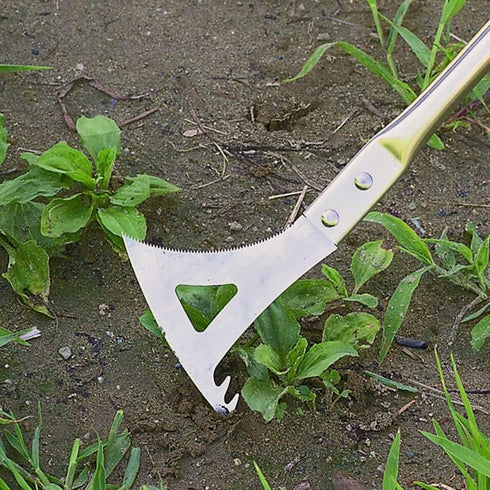 Multifunctional Weeding Tool for Gardening, 3 in 1 Hand Garden Weeder Tool (Sickle, Weed Puller, Scraper Cutter) Rust Resistant Stainless Steel Bl...