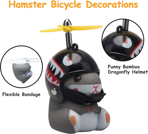 wonuu Duck Bike Bell with Light and Helmet Cute Hamster Bicycle Horn, Dashboard Decoration Hamster Toy Motorcycle Bike Bells Rubber Duck Car Dashb...