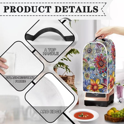 Boho Floral Blender Dust Cover, Anti Fingerprint Polyester Stand Mixer or Coffee Maker Appliance Cover, Dust Proof Stain Resistant Blender Cover f...