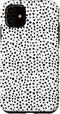 iPhone 11 Popular Dalmatian Pattern, White w Brush Stroke Black Spots Case...