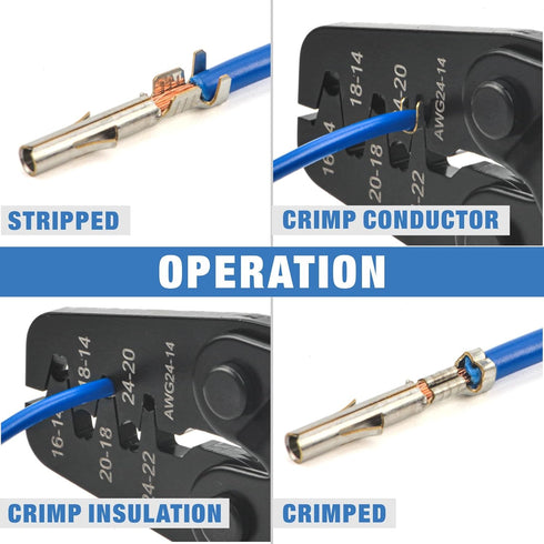 iCrimp IWC-1424A Crimping Tools for Deutsch DT Series Stamped & Formed Contact, Open Barrel Terminal Crimping Tool, AWG14 to AWG24 Wire Crimper...
