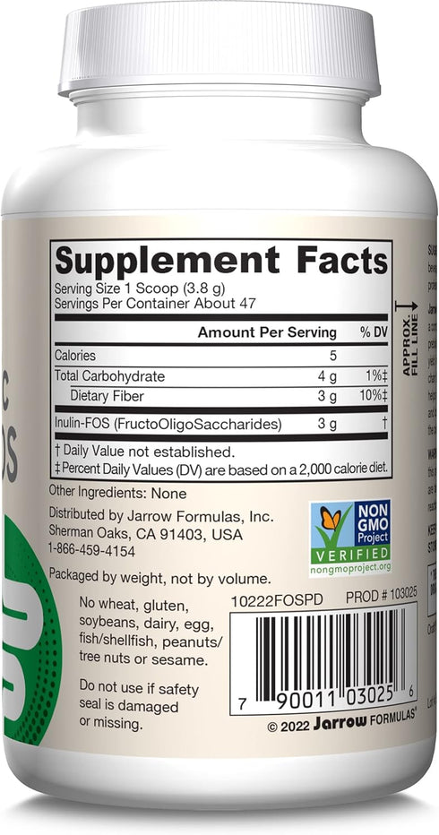 Jarrow Formulas Prebiotic Inulin FOS Prebiotic Fiber Supplement, 6.3 Oz, Prebiotics for Gut Health and Digestive Support, Approx. 47 Servings...