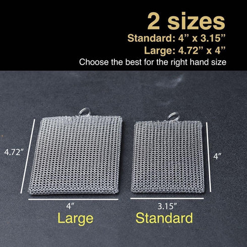 Cast Iron Cleaner Chainmail Scrubber -Fine Ring- 316 Stainless Steel Scrubbing Sponge Skillet – Dish Scrubber - Built-in Silicone with Welded Ring...