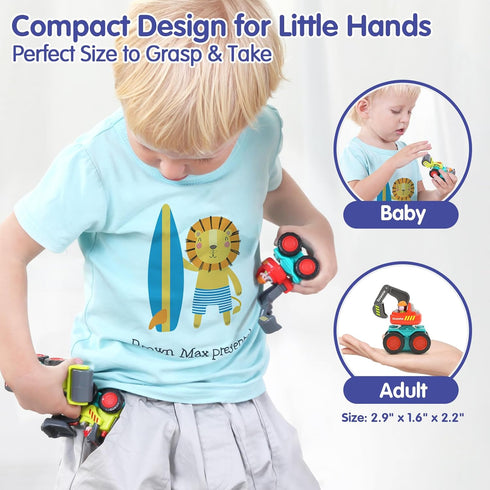 HOLA Toys for 1 Year Old Boy Birthday Gift - 6 PCs Toy Trucks Mini Car Toys for 2 Year Old Boy Birthday Gift, Toddler Toys Age 1-2, Baby Easter Ba...