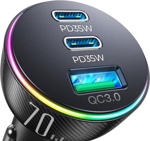 70W USB C Car Charger, JOYROOM Dual PD35W & QC3.0 Super Fast Charging, Compatible with iPhone 15 Pro Max/14 Plus/13 Pro Max/iPad Pro, Samsung Gala...