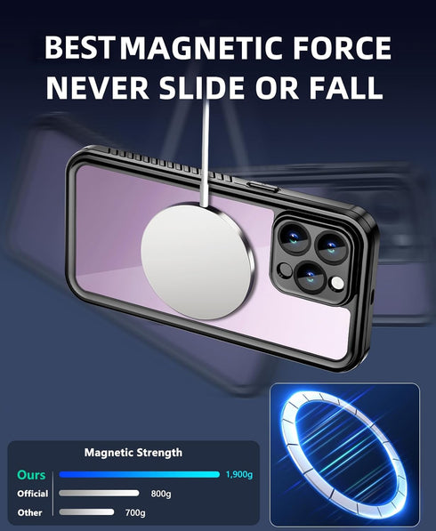 Unitedtime for iPhone 14 Pro Max Case Magnetic Waterproof with Built-in Screen Protector,Compatible with MagSafe Shockproof Dustproof Heavy Duty F...