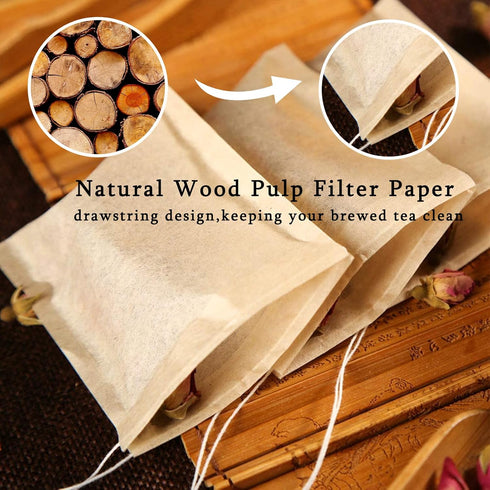 NEPAK 600 Pcs Disposable Tea Filter Bags for Loose Tea,Drawstring Empty Tea Bags for Loose Leaf Tea,with 100% Natural Unbleached Paper(1.97 x 2.76...