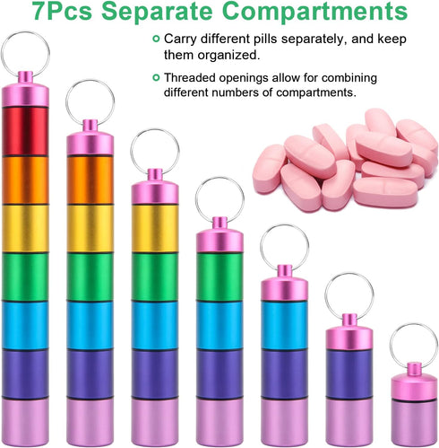 Small Portable Pill Case Keychain, Anglecai Waterproof Metal Pill Holder Tube Mini Pill Organizer Weekly Pocket Pill Boxes, Pill Container Holder ...