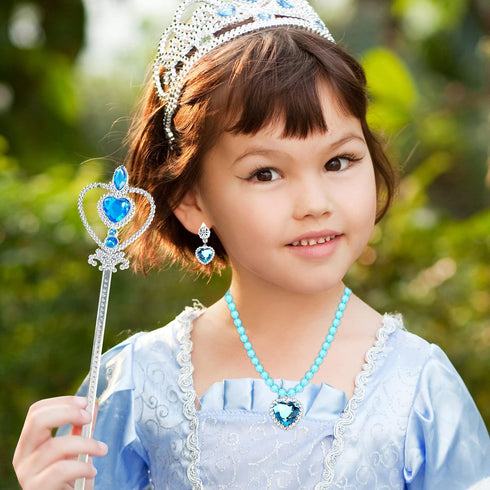 Boxed Princess Dress Up Accessories, Set of 6 Elsa Dress Up Set for Toddler Girls Kids Girls with Elsa Crown,Wand,Gloves,Necklace,Earrings,Bracele...