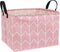 Pink Rectangular Storage Bin Shelf Basket Canvas Fabric Toy Box,Waterproof Coating Nursery Hamper with Handles,Gift Basket for Home,Office,Clothes...