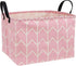 Pink Rectangular Storage Bin Shelf Basket Canvas Fabric Toy Box,Waterproof Coating Nursery Hamper with Handles,Gift Basket for Home,Office,Clothes...