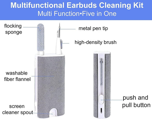 All in One Cleaning Kit for Smartphone, Earbuds, Tablets, Laptops & Cameras Screen Cleaner Tool Kit with Cleaning Pen, Spray, Soft Brush, Sponge a...