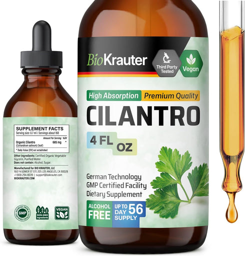 Cilantro Supplement - Organic Cilantro Leaf Tincture - Rich Source of Antioxidants - Natural Body Cleansing & Detox Liquid - Vegan, Alcohol Free D...