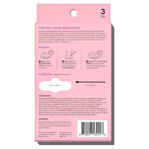Rael Blackhead Remover, Miracle Patch Melting Pack - Nose Strips for Blackheads, Pore Melting and Soothing Sheets, 3 Step Kit, Sebum Removing Cott...
