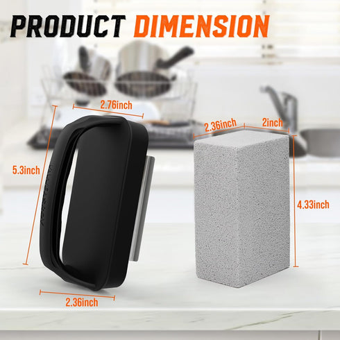 Upgrade Large Size Grill Cleaner, Grill Cleaning Stone with Heat-resistant Handle,Non-toxic Material Grill Cleaning Blocks Removing Stains for BBQ...
