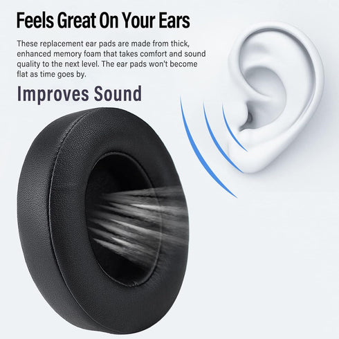 Studio 3 Ear Pads Cushions Replacement Earpads for Beats Studio 2 & Studio 3 Wired & Wireless Headphones, Ear Cushions Memory Foam Earpads with So...