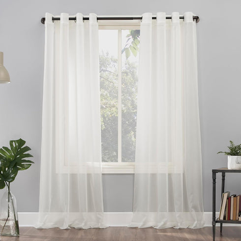 No. 918 Emily Sheer Voile Grommet Curtain Panel, 59" x 63", Eggshell Off-White...