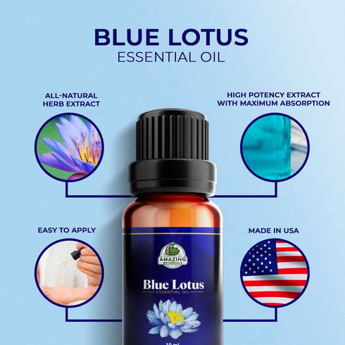 Blue Lotus Essential Oil | Premium Therapeutic Grade | for Aromatherapy, Diffuser, Skin, Soaps, Lotions & Candles | Vegan & Cruelty Free, Undilute...