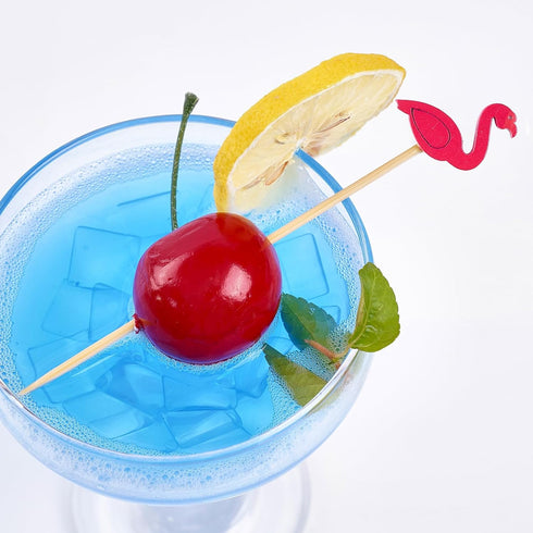 PuTwo Cocktail Picks Handmade Bamboo Toothpicks 100ct 4.7" in Flamingo Decor...