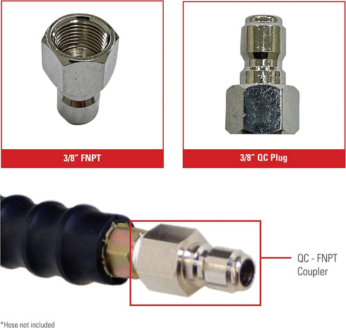 Simpson Cleaning 7100020 Replacement QC Plug for Pressure Washer Hose Up to 4500 PSI, Steel, 3/8-Inch FNPT, Silver...