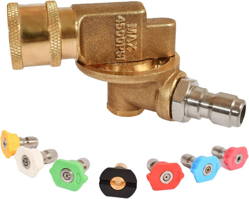 8 Pack 7 Angles Pressure Washer Pivoting Coupler Attachment Accessories Kit 1/4”Quick Connect 240 Degree Rotation,7 Power Washer Spray Nozzle Tips...