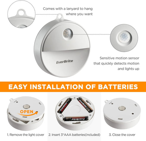 EverBrite LED Motion Sensor Night Light, Automated On & Off, Cool White Motion Activated LED Night Light for Kitchen, Bathroom, Stairs, Bedroom - ...