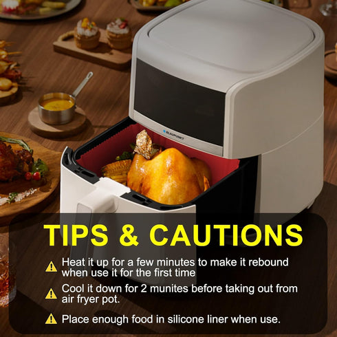 Large Silicone Air Fryer Liners Square 5-9 QT, 9.6 Inch Reusable Airfryer Liners Air Fryer Silicone Liners Pot Oven Liner Baking Tray, Air Fryer B...