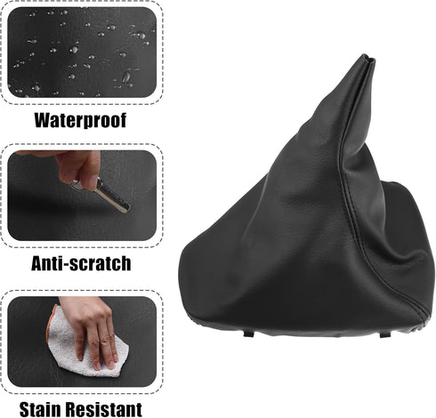 X AUTOHAUX Shift Boot Cover Gear Shift Knob Handbrake Gaiter Boot PU Leather for BMW E90 E91 E92 E93 3-Series 328i 335i...