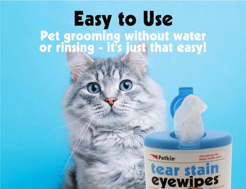 Petkin Pet Eye Wipes, 30 Moist Wipes - Gentle Eye Cleaning Wipes Remove Dirt, Discharge, & Tear Stains - Super Convenient Pet Wipes for Dogs, Cats...
