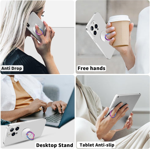 Transparent Clear Phone Ring Grips Holder Kickstand, Finger Ring Stand for Cell Phone Tablet Case Accessories Round (1PCS Colorful Ring)...
