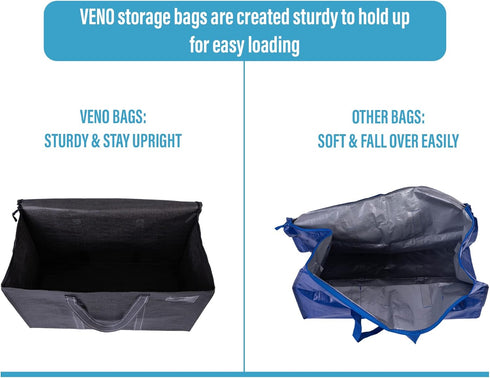 VENO 2 Pack Moving Bags, Moving Supplies, Moving Boxes, College Packing Storage Boxes with Lids Alternative, Heavy Duty Totes, Extra Large, Sturdy...